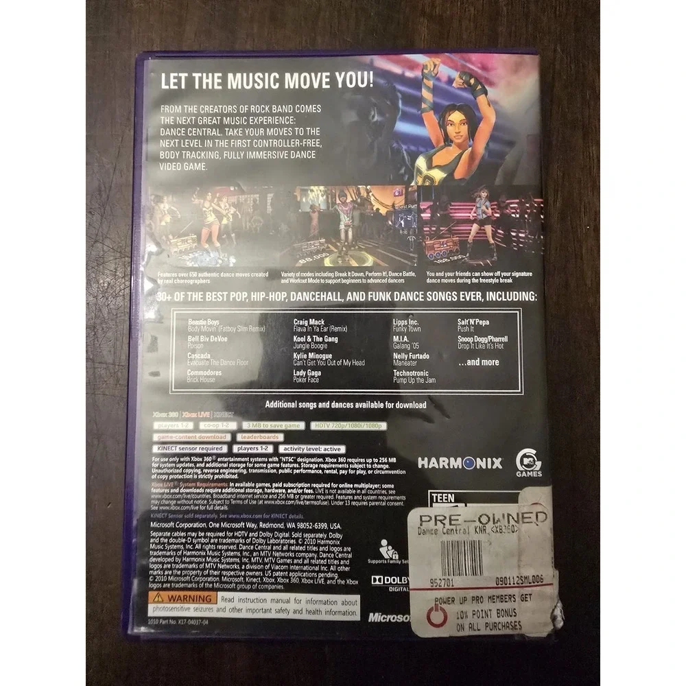 Dance Central Xbox 360 USED Game (2010 Music &‎ Party)